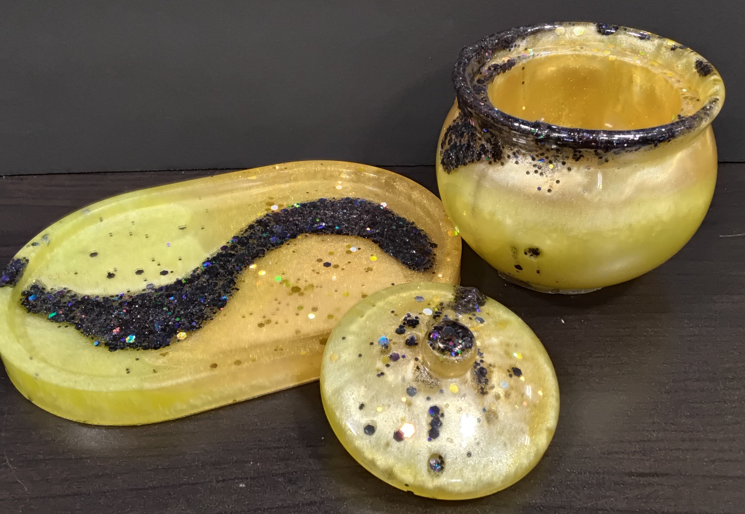 Sparkle Resin Trinket Dish and Jar